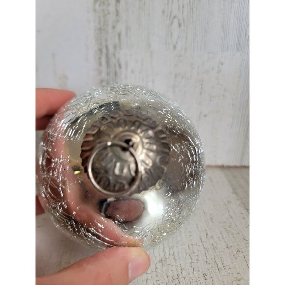 Kugal ? Crackle silver ball ornament Xmas vintage unique - Picture 4 of 8